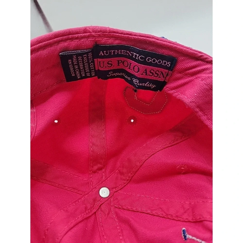 U.S. Polo Assn Pink Logo Baseball Cap Hat Unisex Adjustable Hook-and-Loop OS